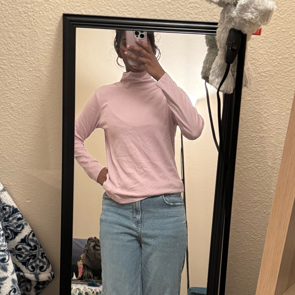 Pink Turtleneck Top